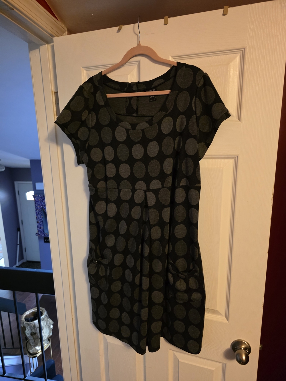 Enfocus Studio Black Dress with Gray Polka Dots